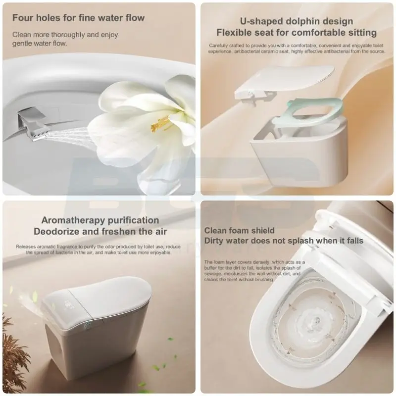Auto Sensor Flush Electric S-Trap/P-Trap Dual-Flush One Piece Intelligent Toilet Bowl White Smart Toilet Remote Control — image 6