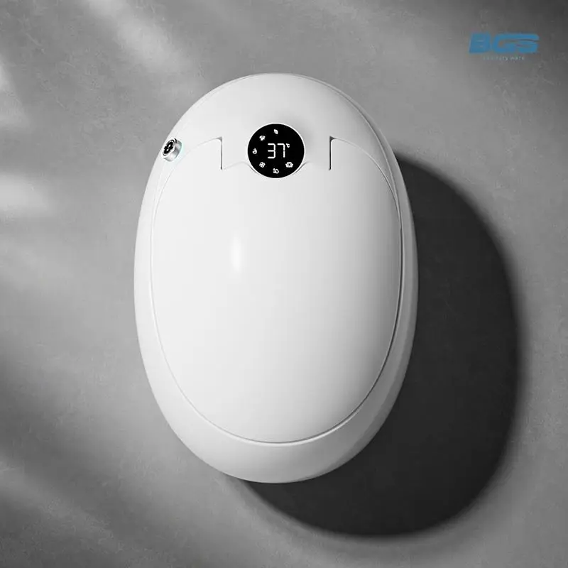 China High Quality Floor Electric Intelligent WC Water Tank Automatic Auto Cleaning One Piece Egg Shape Smart Intelligent Toilet — image 4