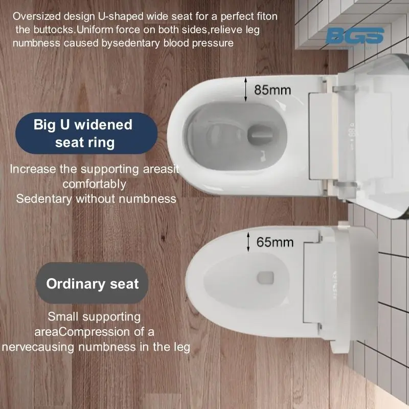 Bathrooms Full-Automatic Elongated S-Trap One Piece Floor Mounted Toilet Seat Super Rotate Flushing Foot Remote Control Includes — image 3