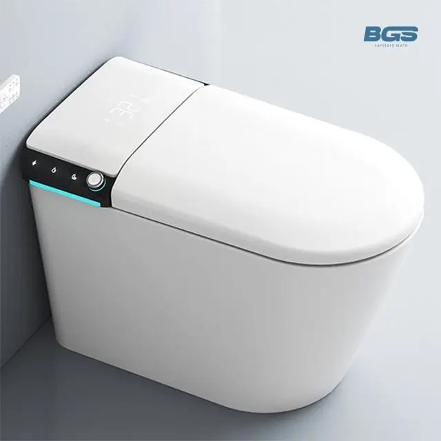 High Quality White Ceramic One-Piece Automatic Flush WC Smart Toilet Elongated Bowl Shape Remote Control Function Floor — view 1