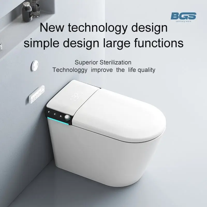 High Quality White Ceramic One-Piece Automatic Flush WC Smart Toilet Elongated Bowl Shape Remote Control Function Floor Mounted — image 3