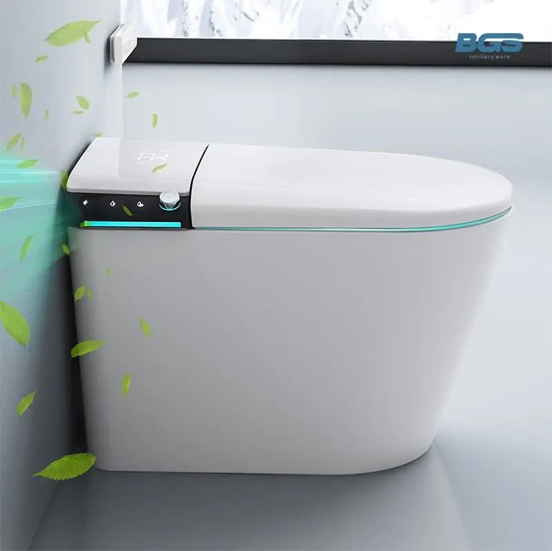 High Quality White Ceramic One-Piece Automatic Flush WC Smart Toilet Elongated Bowl Shape Remote Control Function Floor Mounted — image 5