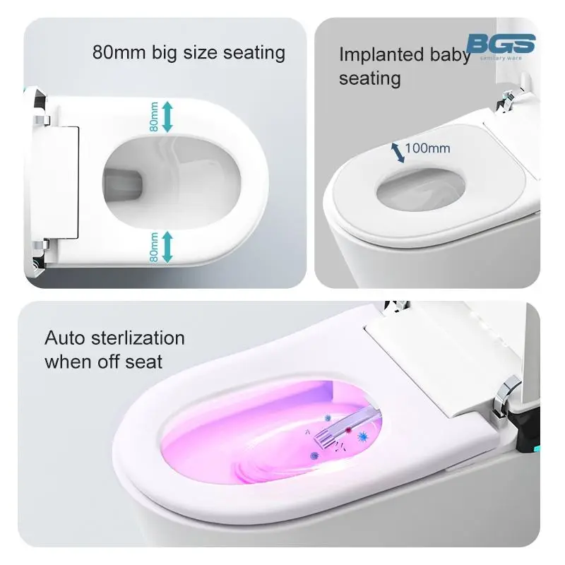 High Quality White Ceramic One-Piece Automatic Flush WC Smart Toilet Elongated Bowl Shape Remote Control Function Floor Mounted — image 7