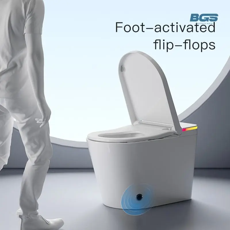 High Version Home Bathroom Sanitary Ware Tankless Colorful Atmosphere Light Sensor Electric Bidet Auto Intelligent Smart Toilet — image 4