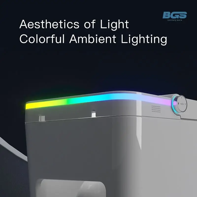 High Version Home Bathroom Sanitary Ware Tankless Colorful Atmosphere Light Sensor Electric Bidet Auto Intelligent Smart Toilet — image 7