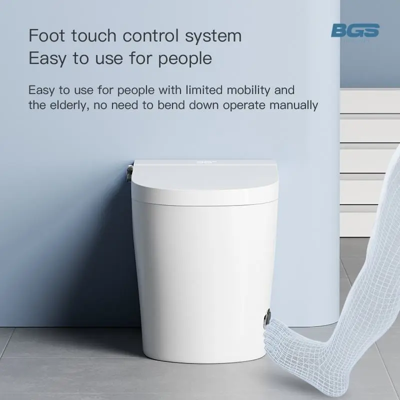 New Design Ceramic Intelligent Night Light Floor Mounted Electric Automatic Smart Toilet Bidet P-trap Drainage Remote Included — image 6