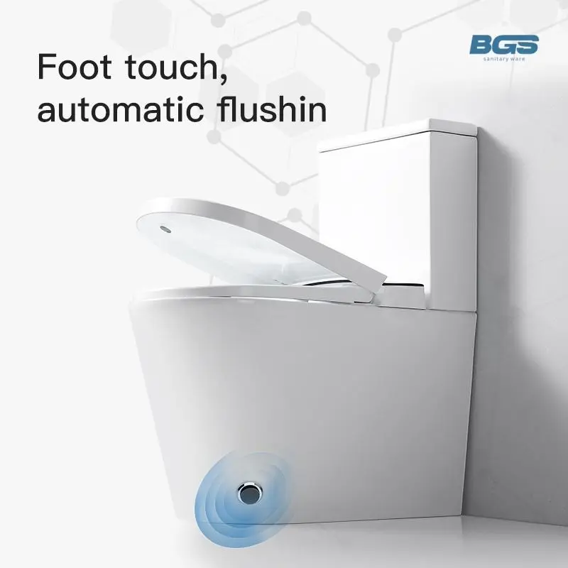 Modern Sanitary Ware Automatic Two Piece Water Tank Flush Bathroom Floor Mounted Toilet Intelligent Wc Bathroom Smart Toilet — image 3