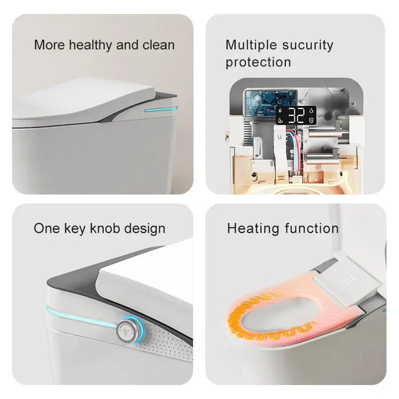 Modern Design One-Piece Dual-Flush Smart Ceramic Toilet Bowl Bidet Floor Mounted Automatic Electric Bathroom S-Trap Drainage — image 3