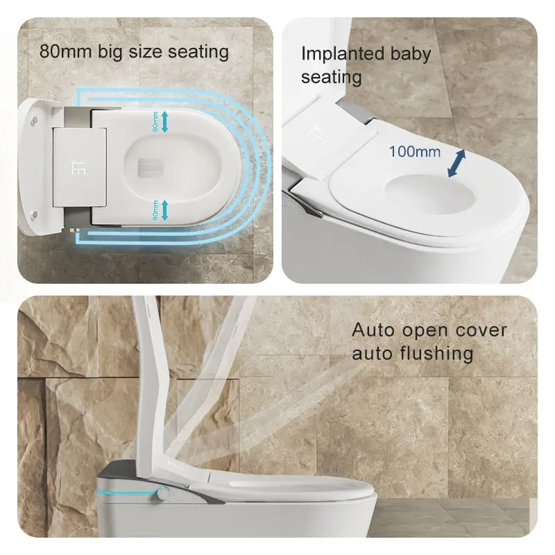 Modern Design One-Piece Dual-Flush Smart Ceramic Toilet Bowl Bidet Floor Mounted Automatic Electric Bathroom S-Trap Drainage — image 4