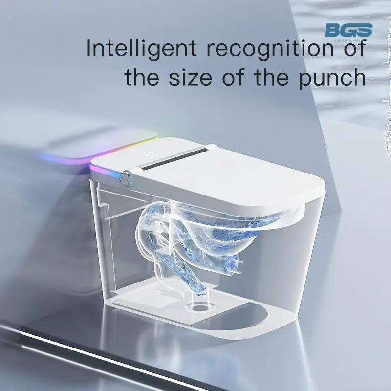 Modern Square Ceramic WC Sanitary Ware New Fashion Intelligent Electric Automatic Smart Toilets S-Trap Drainage Bathroom Bidet — image 4
