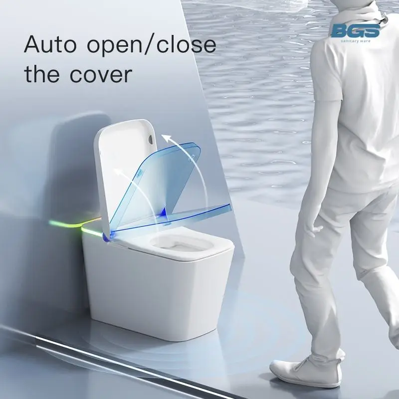 Modern Square Ceramic WC Sanitary Ware New Fashion Intelligent Electric Automatic Smart Toilets S-Trap Drainage Bathroom Bidet — image 5