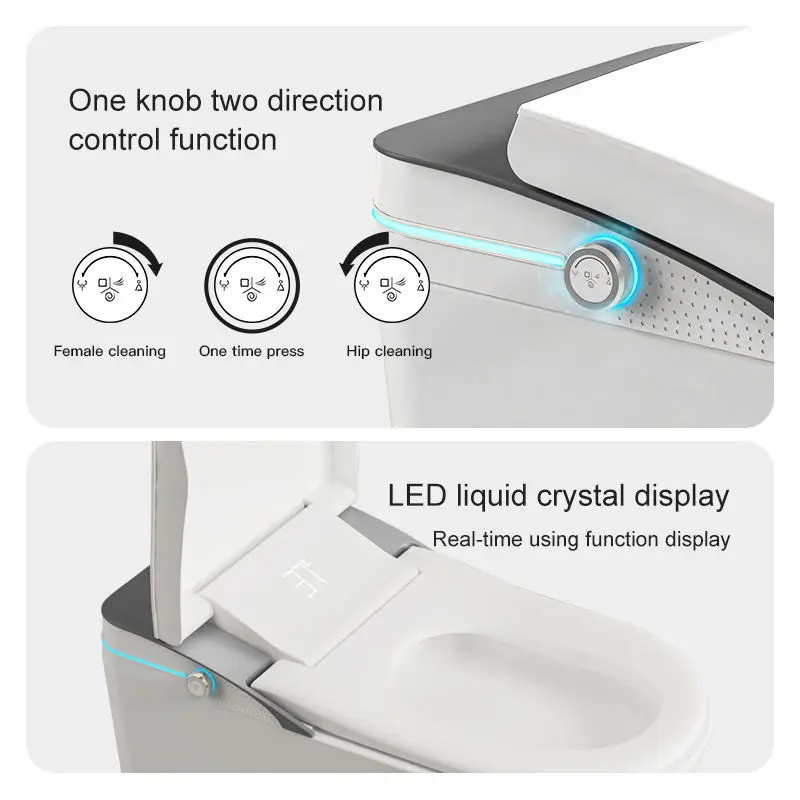 Modern Design One-Piece Dual-Flush Smart Ceramic Toilet Bowl Bidet Floor Mounted Automatic Electric Bathroom S-Trap Drainage — image 7