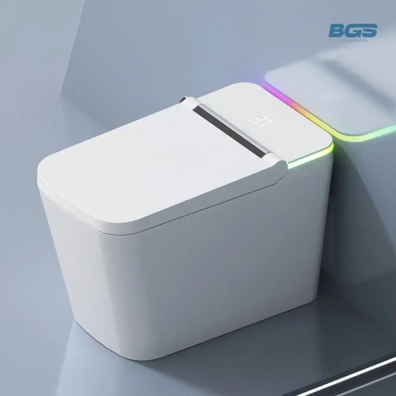 Modern Square Ceramic WC Sanitary Ware New Fashion Intelligent Electric Automatic Smart Toilets S-Trap Drainage Bathroom Bidet — image 6