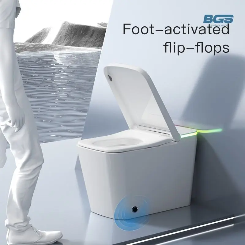 Modern Square Ceramic WC Sanitary Ware New Fashion Intelligent Electric Automatic Smart Toilets S-Trap Drainage Bathroom Bidet — image 7