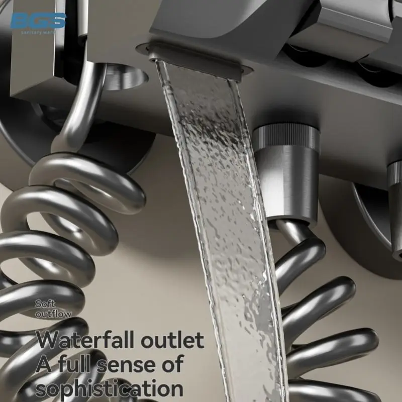 Bathroom Faucet Hot and Cold Modern Shower Sets Accessories Rough-in V Set Luxury Top Quality Black Gold Bathroom Faucet — image 4