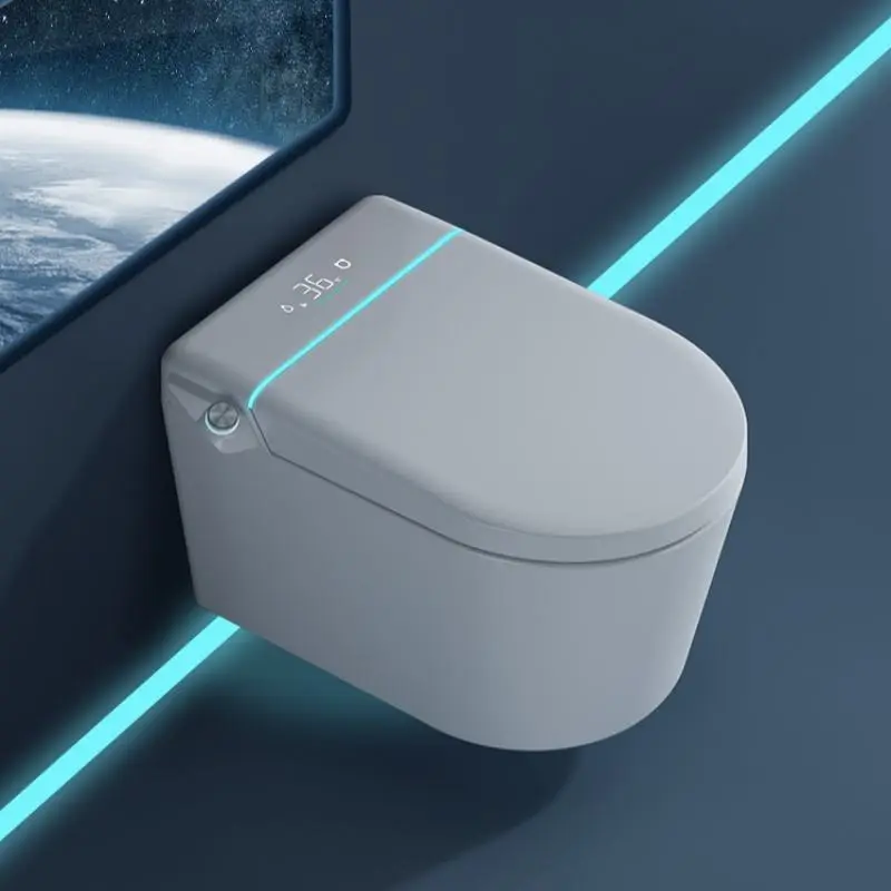 Hotel Automatic Flip Cover Smart Toilet UV Cleaning Foot Sensor Flush Red Light Intelligent Bidet WC Toilet Bowl — view 1