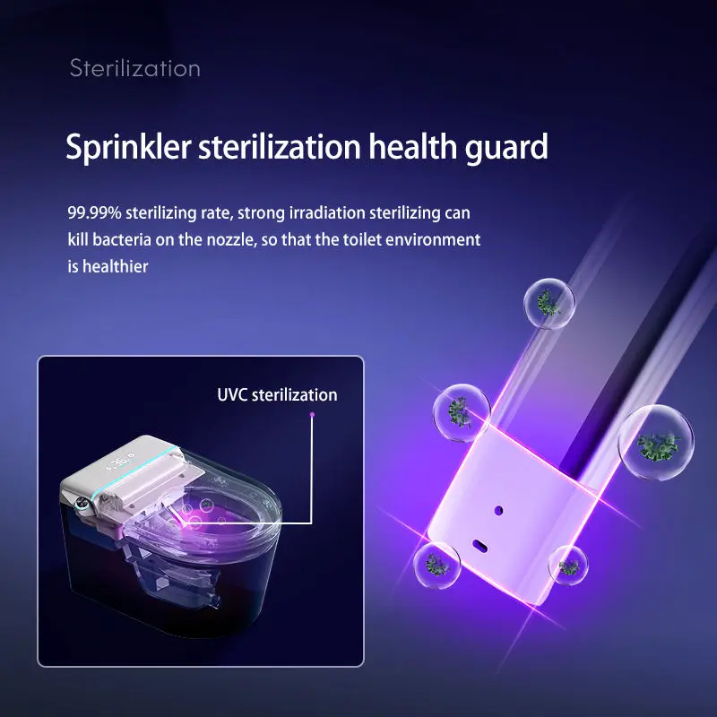 Hotel Automatic Flip Cover Smart Toilet UV Cleaning Foot Sensor Flush Red Light Intelligent Bidet WC Toilet Bowl — view 4