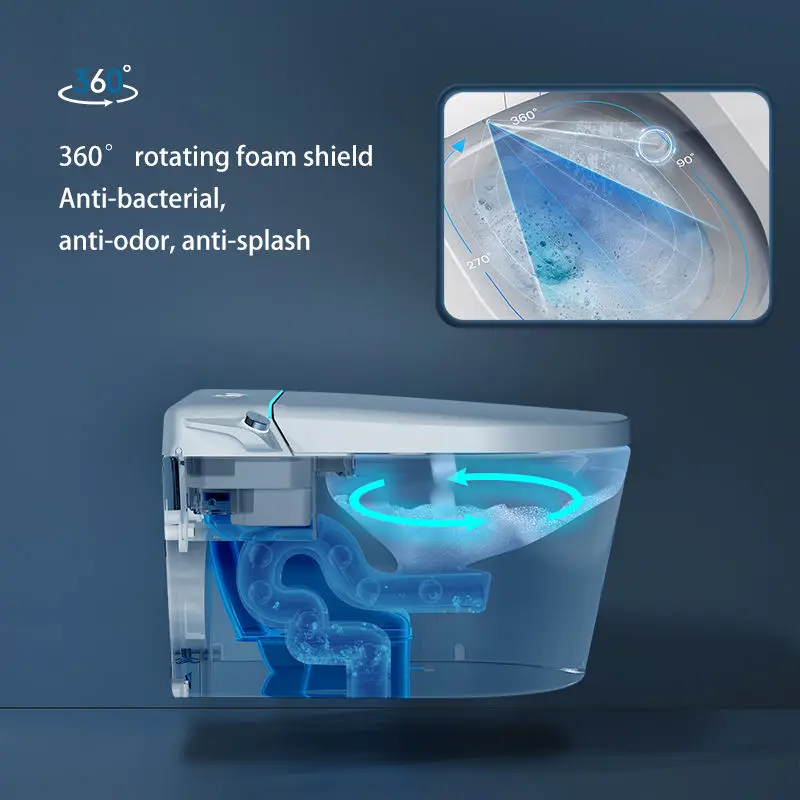 Hotel Automatic Flip Cover Smart Toilet UV Cleaning Foot Sensor Flush Red Light Intelligent Bidet WC Toilet Bowl — view 5