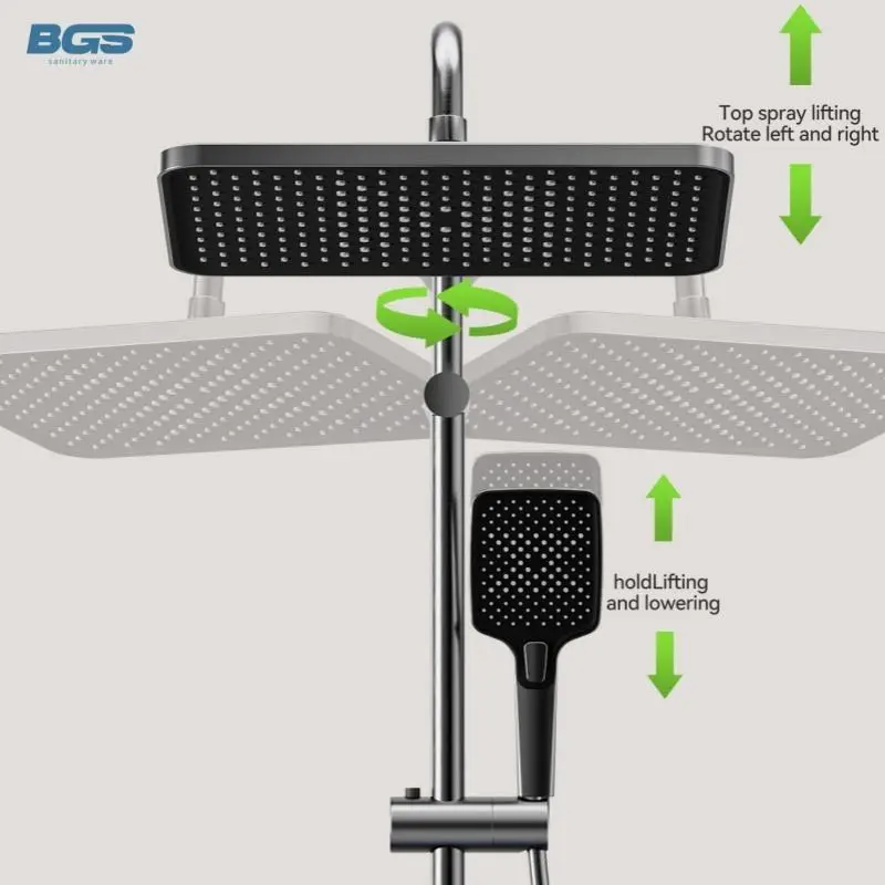 Black Led Light Spa Massage Cold Aluminum Hotel Use Wall Mount 2 Handles 5-Year Warranty Modern Shower Faucet Set — image 7