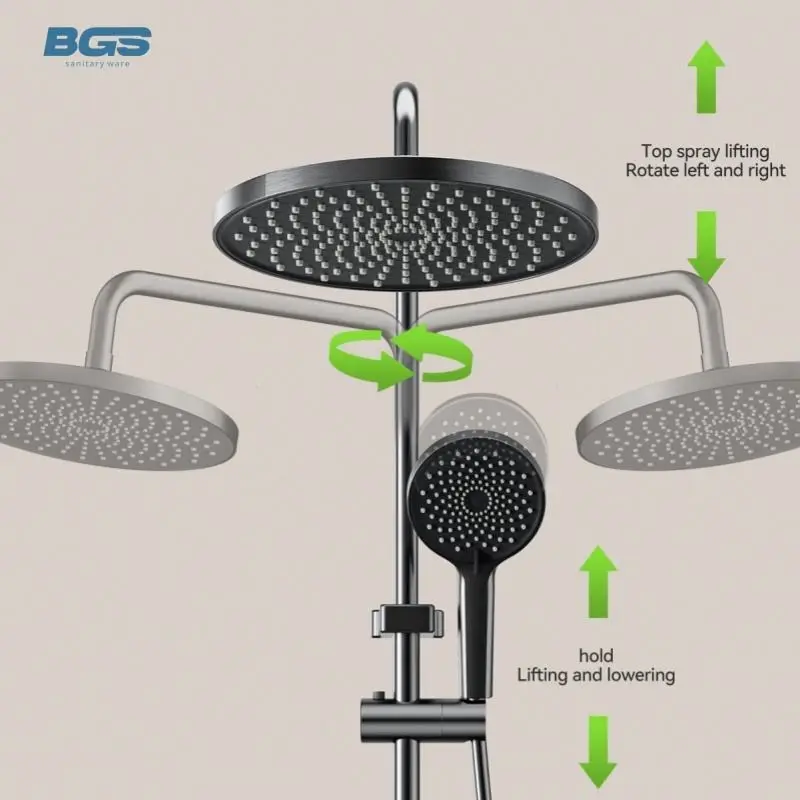 Luxury Top Quality Set V Gunmetal Gray Faucets Bath Tub Combo Electric Water Cold Sets Oem Massage Bathroom Faucet Shower — image 5