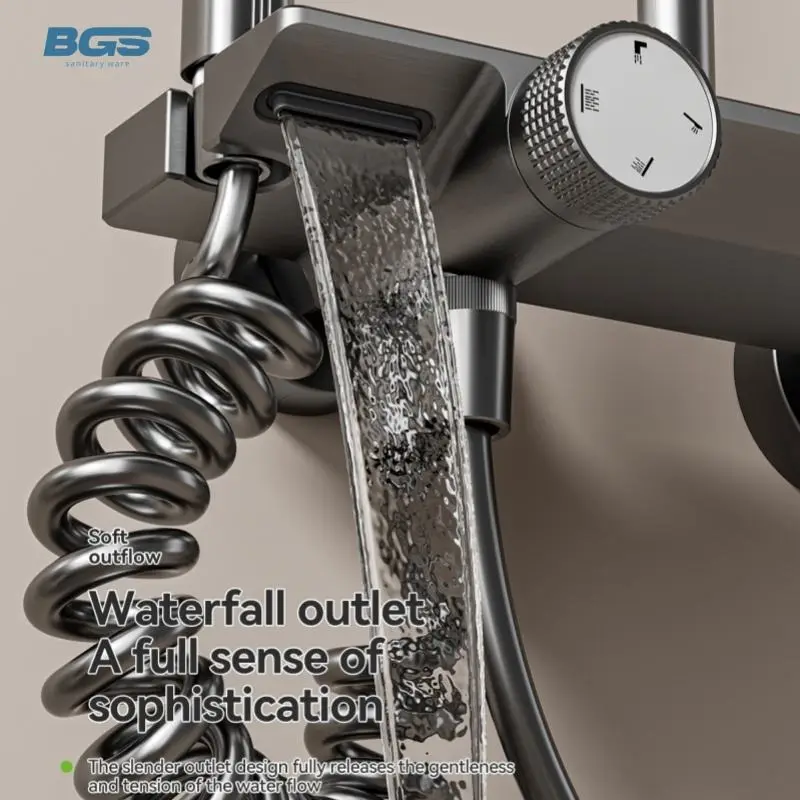 Luxury Top Quality Set V Gunmetal Gray Faucets Bath Tub Combo Electric Water Cold Sets Oem Massage Bathroom Faucet Shower — image 7