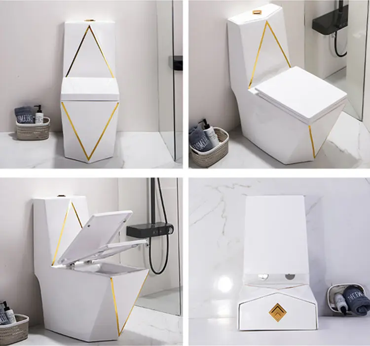 Modern Luxury Gold Toilet Set Bathroom Sanitary Ware Dual Flush One Piece Ceramic Bowl Pedestal Wash Basin Sink for Hote — view 4