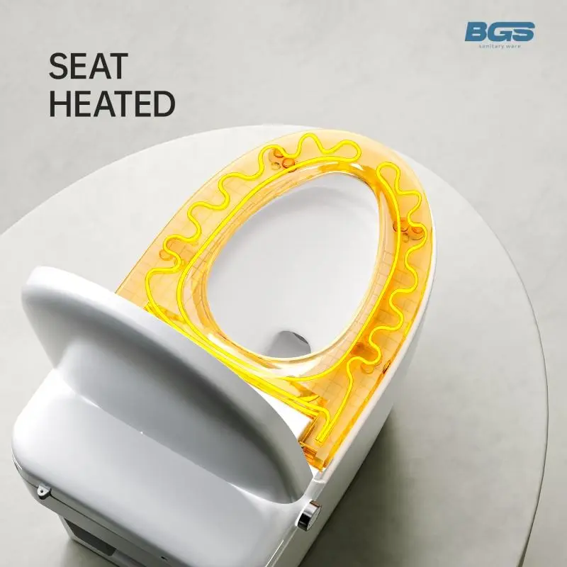 2025 Eco-friendly Guandong Core & Washroom Closet Biodegradable Slim Auto Smart Toilet with S-Trap Drainage Hand Paper Seats — image 5