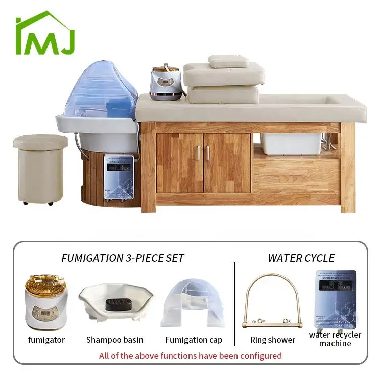 Salon Multifunction Hair Wash Wood Thai Massage Pedicure Foot Spa Shampoo Bed — image 6