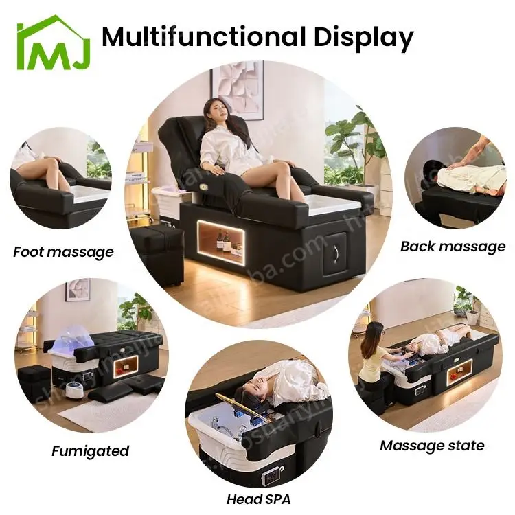 Massage Table Electric Water Therapy Shampoo Pedicure Chair Salon Bowl Sink Japanese Head Spa Beds — view 4