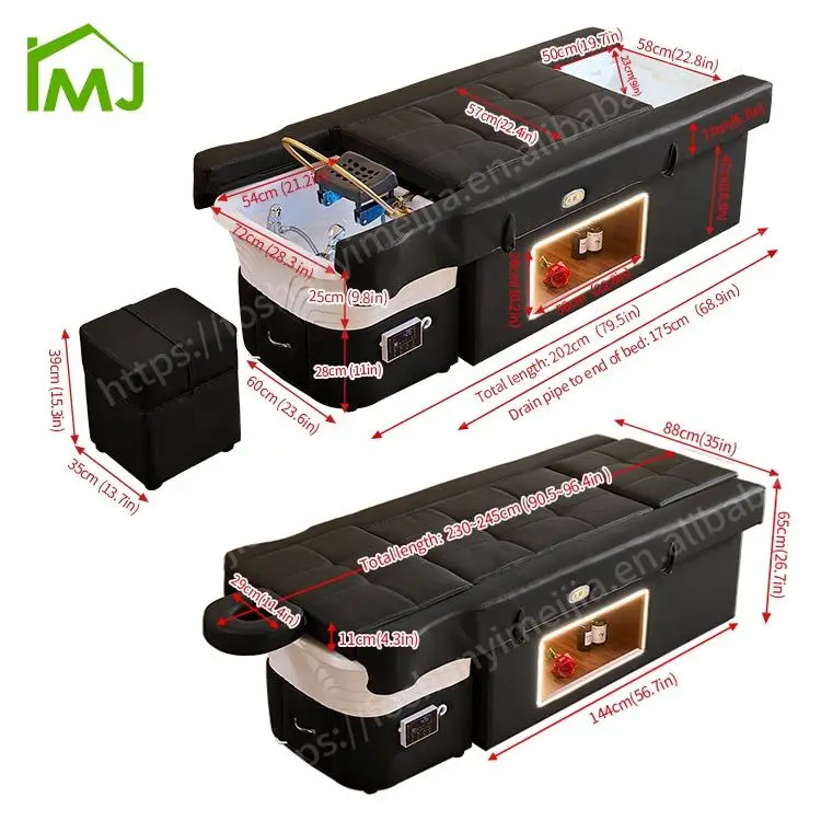 Massage Table Electric Water Therapy Shampoo Pedicure Chair Salon Bowl Sink Japanese Head Spa Beds — view 6