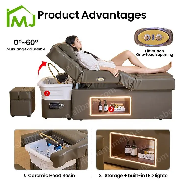 Salon Hair Wash Shampoo Chair Massage Table Pedicure Cama De Spa Para La Cabeza Head Spa Bed — view 4