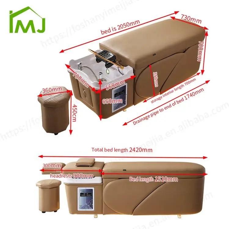 Modern Salon Hair Wash Facial Nursing Storage Thai Massage Head Spa Shampoo Bed — image 7