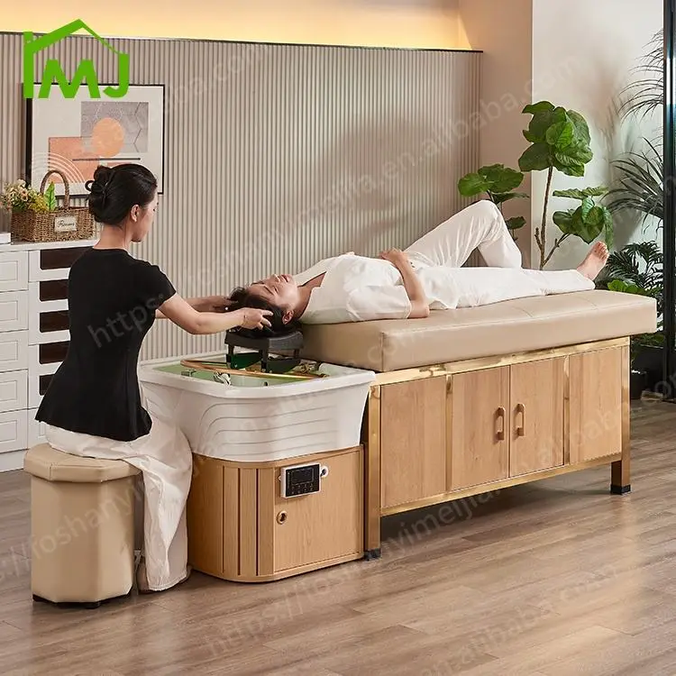 Hair Wash Shampoo Massage Salon Hair Salon Furniture Cama Para Spa Korean Head Spa Bed — view 1