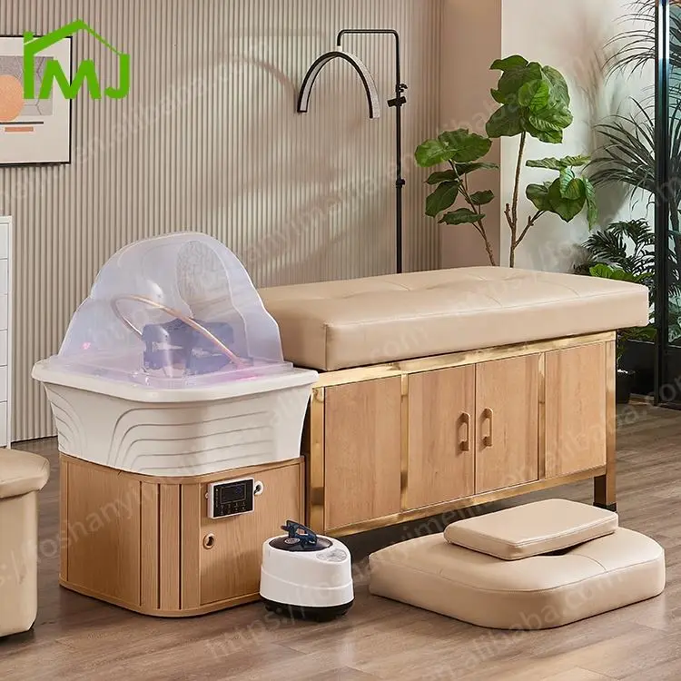Hair Wash Shampoo Massage Salon Hair Salon Furniture Cama Para Spa Korean Head Spa Bed — image 3