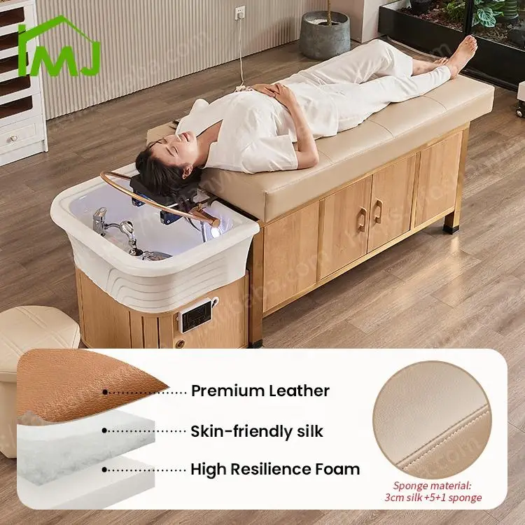 Hair Wash Shampoo Massage Salon Hair Salon Furniture Cama Para Spa Korean Head Spa Bed — image 6