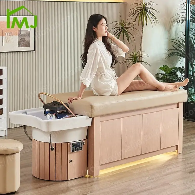 Hair WashChair Shampoo Salon Wooden Thai Massage Table Salon Japanese Head Spa Bed — view 1