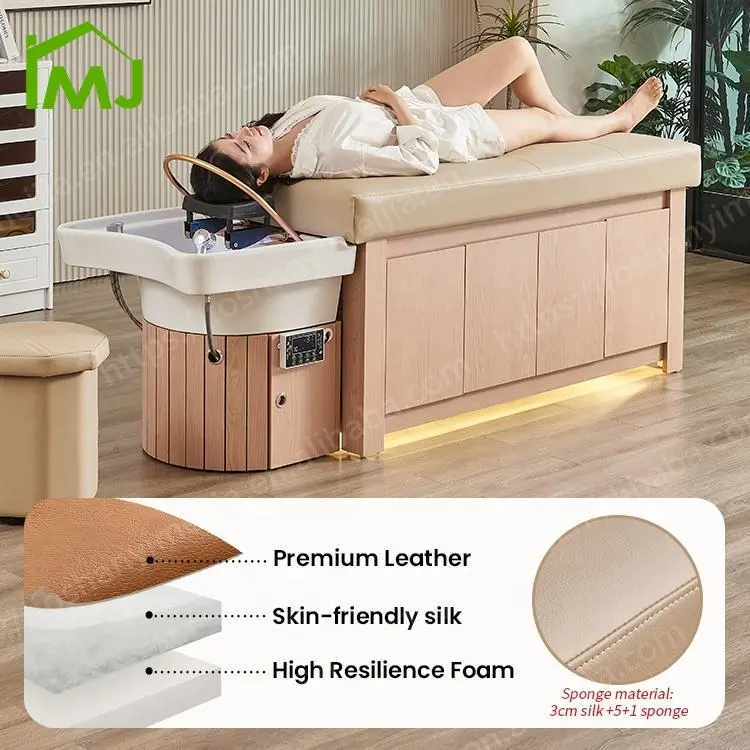 Hair WashChair Shampoo Salon Wooden Thai Massage Table Salon Japanese Head Spa Bed — view 4