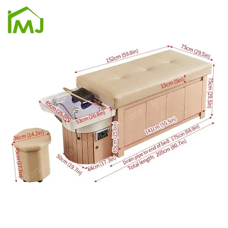 Hair WashChair Shampoo Salon Wooden Thai Massage Table Salon Japanese Head Spa Bed — view 6