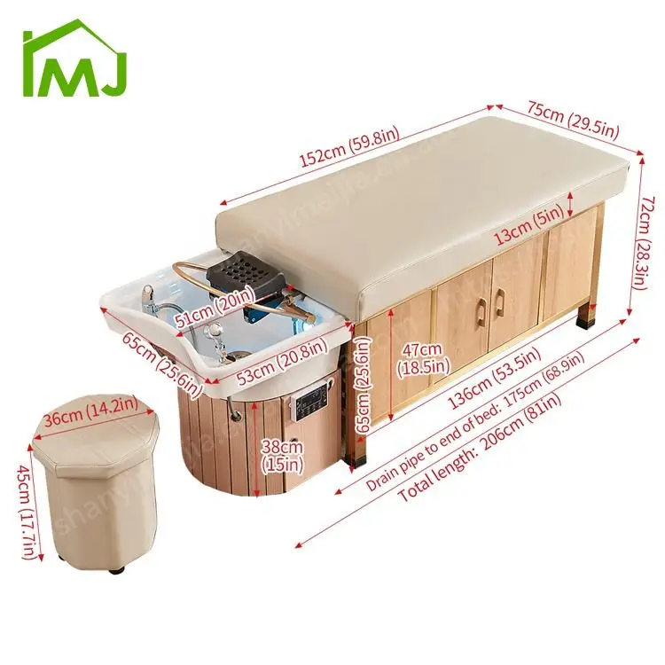 Thai Massage Table Shampoo Bed Hair Salon Cama De Spa Para La Cabeza Japanese Head Spa Bed — image 7