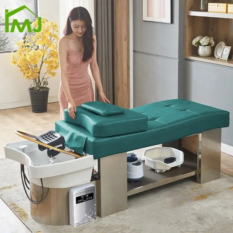 Salon Spa Hair Washing Thai Therapy Shampoo Bed and Massage Bed with Sink — view 1