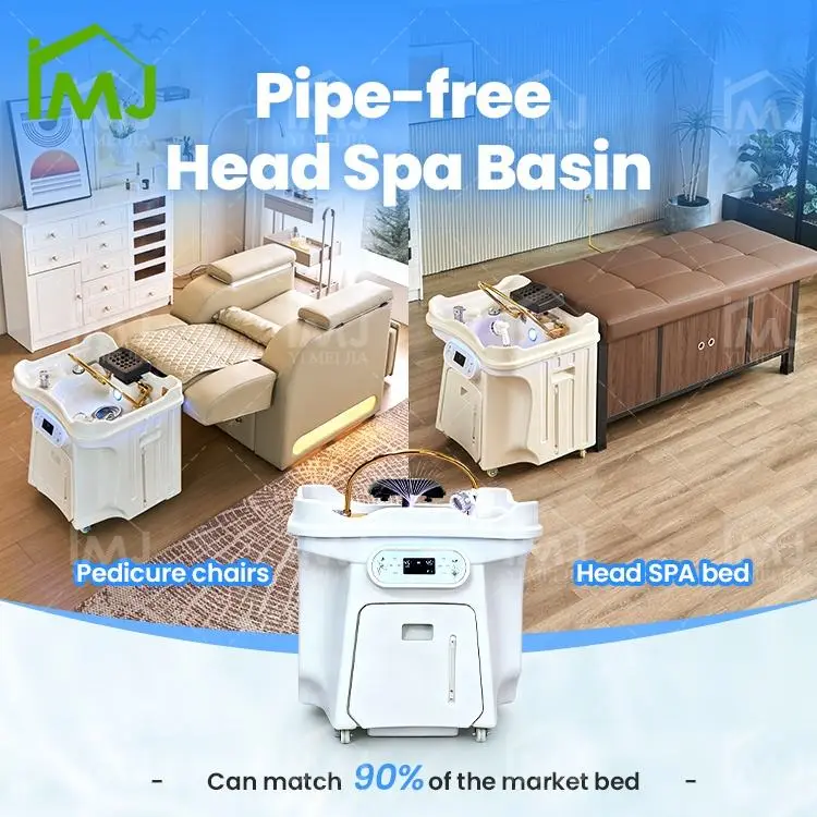 Japanese Shampoo Sink Salon Portable Pipeless Hair Wash Basin With Head Spa Bed — view 5