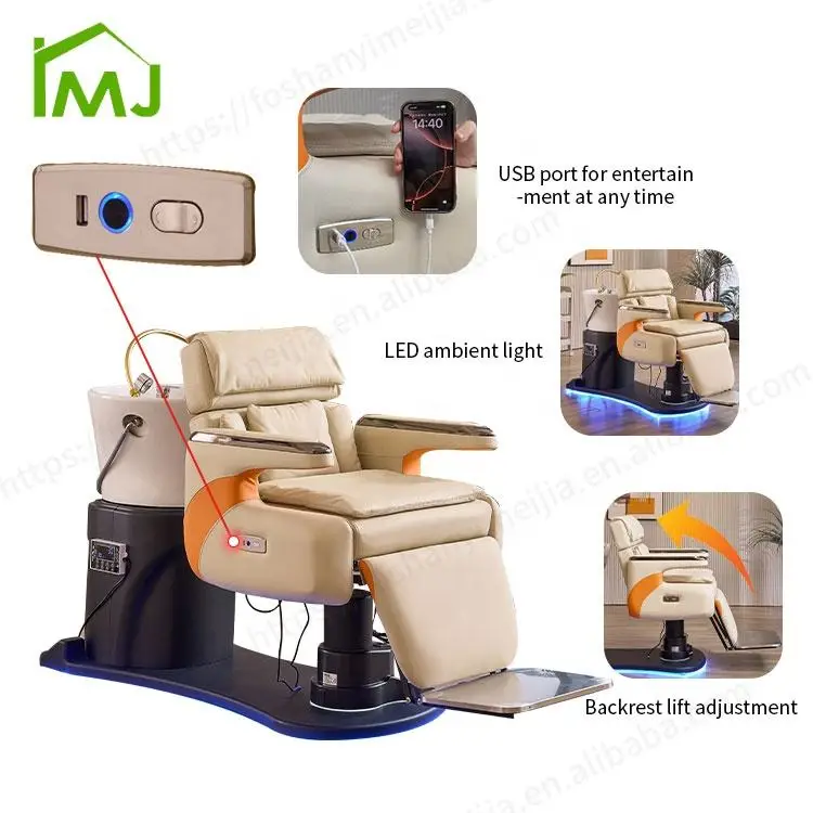 Multifunction Salon Furniture Massage Hair Washing Head Spa Reclining Shampoo Chair — image 5