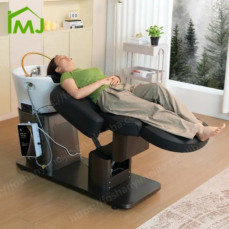 Lay Down Salon Hair Wash Sink Electric Back Lift Facial Treatment Japanese Head Spa Chair — view 1
