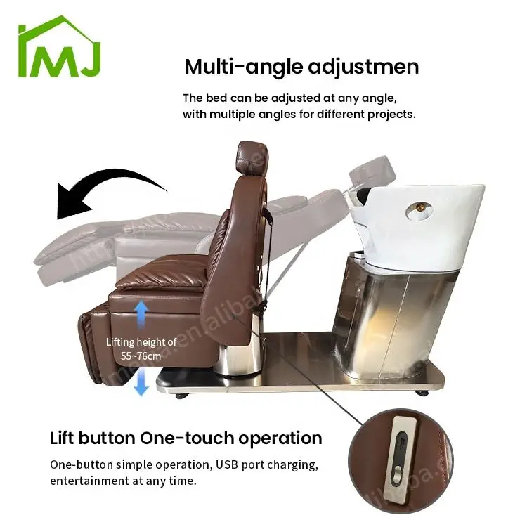 Hair Wash Thai Massage Electric Lift Shampoo Bed Salon Bowl Japanese Head Spa Chair — image 6