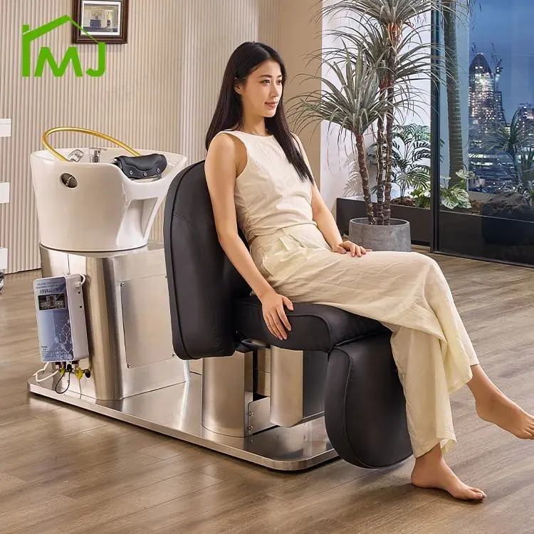 Modern Beauty Salon Sink Head Spa Bowl Chair Reclining Massage Shampoo Hair Washing Bed — view 3