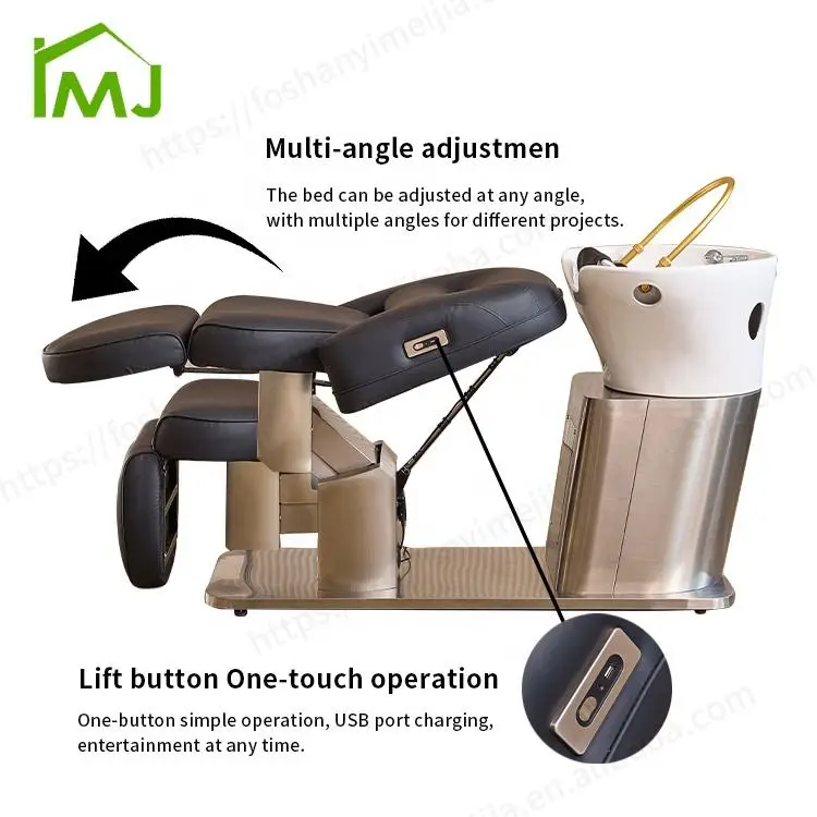 Modern Beauty Salon Sink Head Spa Bowl Chair Reclining Massage Shampoo Hair Washing Bed — view 4