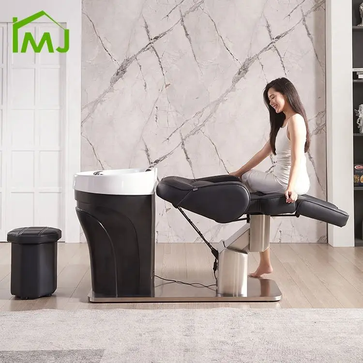 Electric Adjustable Lift Salon Barber Hair Wash Chair Shampoo Bowl Sink Shampoo Bed — image 3