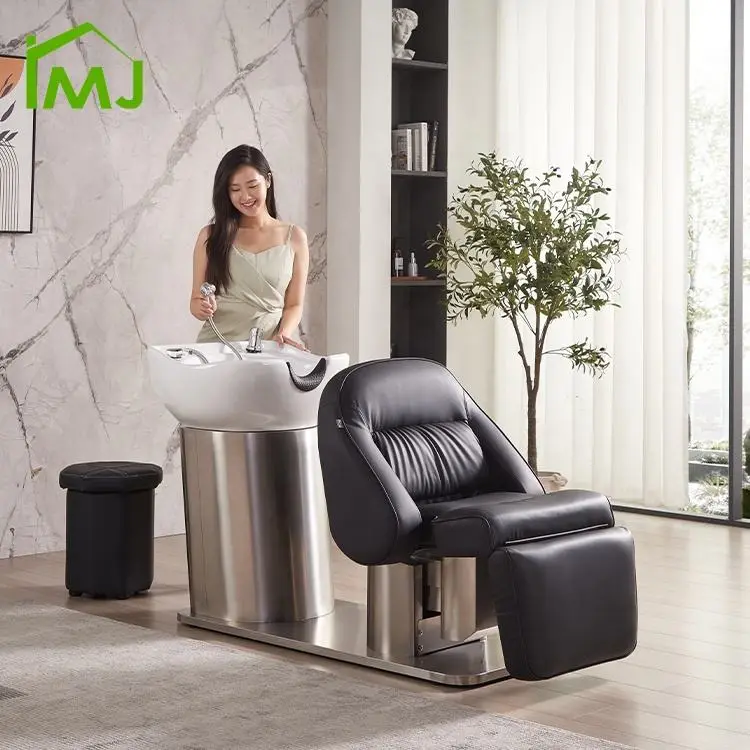 Luxury Electric Adjustable Lift Salon Barber Shop Hair Wash Bed Shampoo Bowl Chair — image 3