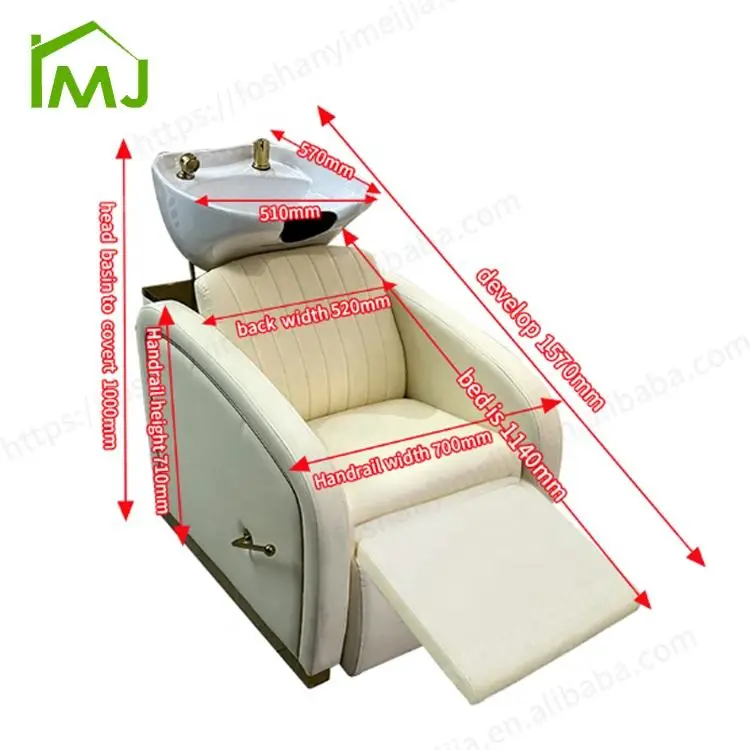 Barber Shop Salon Furniture Hairdressers Hair Washing Chair Massage Semi-reclining Shampoo Bowl Chair — image 7