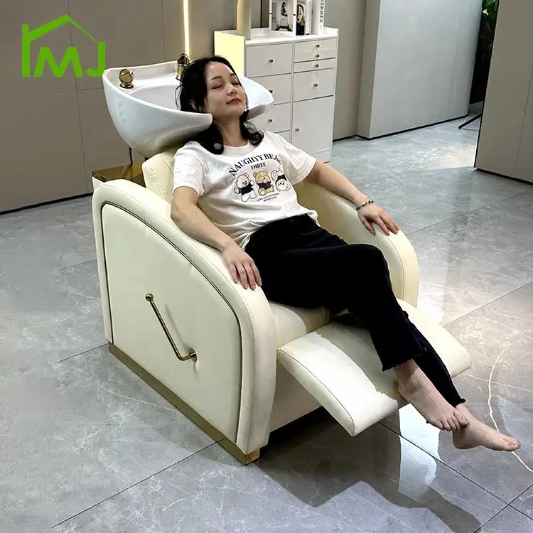 Modern Beauty Salon Hair Washing Massage Semi-reclining Chair Shampoo Bowl Bed — view 1